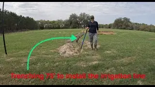 Trenching over 75' to install irrigation line for the drip irrigation system /excavating
