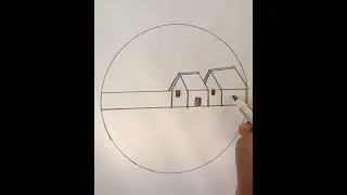 Village house road scenery drawing 🙂