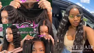 BEGINNER FRIENDLY GLUELESS  HD CLOSURE SILKY STRAIGHT WIG INSTALL  *PRE BLEACHED * Ft.ISEE HAIR