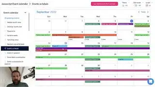 Event calendar week view, labels and popover event list