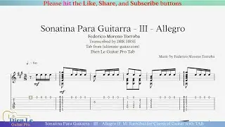 Sonatina Para Guitarra - III - Allegro (F. M. Torroba) for Classical Guitar with TAB