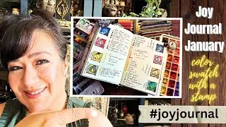 Joy Journal January Color swatching using a stamp #joyjournal #colorswatches #junkjournal #stamping