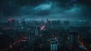Urban Thunderstorm at Midnight | Heavy Rain & Lightning Sounds for Sleep & Relaxation
