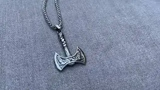 Nordische Streitaxt Kopf Anh&auml;nger Halskette Wikinger Schmuck