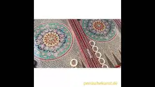 Elegantes Backgammon/Schachbrett, handbemalt und handgefertigt aus Holz