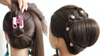 New latest bun hairstyle with trick | cute & easy hair style girl | party bun hairstyle