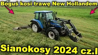 Sianokosy 2024 cz. I | Koszenie trawy nowym New Holland'em TL 90 |
