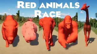 Red Animals Races in Planet Zoo included Giraffe, Hippopotamus, Elephant & etc | Colored Animals