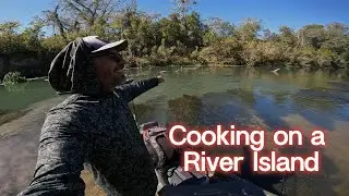 How to Cook Fish out on an Island - Bass Cooking on the River