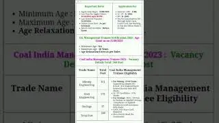 Coal India Management Trainee MT Online Form 2023
