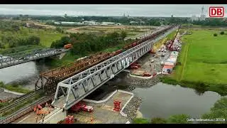 Einschub der ersten Eisenbahnbr&uuml;cke Lippe in Wesel