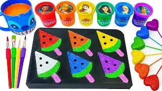 Satisfying Video l How To Make Rainbow Lollipop Candy With Watermelon Ice-Cream Slime ASMR