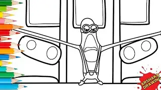 Mega Minions Tim Save A Train Coloring Page Tutorial | How to Color Despicable Me 4 Characters Easy