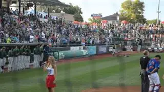 Megan Hickey (WNDU16) sings National Anthem at Four Winds Field