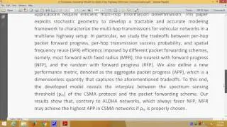A Stochastic Geometry Model for Multi Hop Highway Vehicular Communication