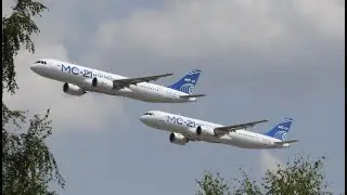 Парный проход МС-21 с двигателями ПД-14 (Россия) и Pratt & Whitney PW1400 (американский)