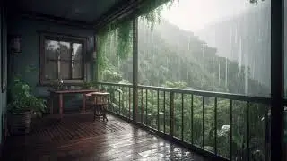 10 Hours ⚡Extra Heavy Rain in a Quiet Farm Balcony-Get over Anxiety and Fall Asleep with Rain Sounds