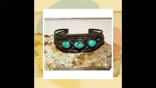 Old Pawn Navajo Turquoise Cuff Bracelet Sterling Silver Native American Vintage