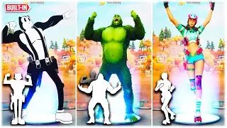 FORTNITE ALL 41 BUILT-IN EMOTES WITH THEIR ORIGINAL SKINS (GO APE, SQUASH & STRETCH, FREEWHEELIN..)