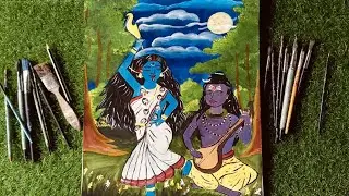 Beautiful painting of goddess Shiva and Kali #drawing & painting #youtubevideo #Ris world 