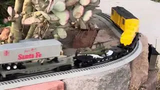 Lionel Nickel Plate Road 4-4-2 8617 Steam Engine running hot on the Freedom Square Garden Railway