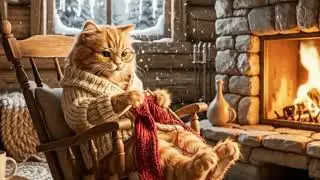 1 Hour of cozy winter vibes, purring cat. 🧶🔥 #cat