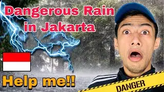 Most Dangerous Rain in Jakarta! | Stuck in Dangerous Rainfall in Jakarta | Rainy Season in Indonesia