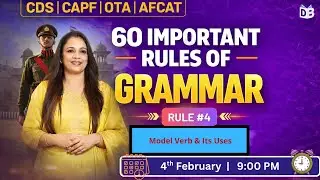 60 Grammar Rules |  Model Verb & Its Uses | Day-4 | CDS | OTA | AFCAT | CAPF | Rani Maam