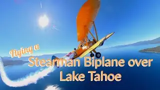 Stearman Biplane Flying Lake Tahoe #biplane #stearman #laketahoe #boeingstearman