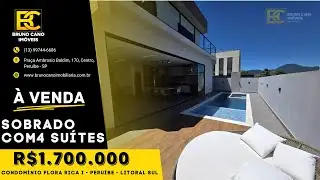 SOBRADO COM 4 SUÍTES NO CONDOMÍNIO FLORA RICA I - Peruíbe SP | Litoral Sul
