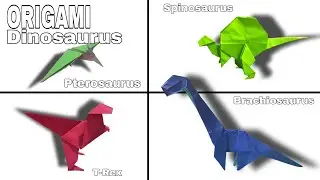 Origami Hewan | Membuat Dinosaurus T-Rex Pterosaurus Spinosaurus Brachiosaurus Dari Kertas