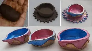 How to make diya at home| clay diya| Easy diya making | Deepavali Diya making step by step  tutorial