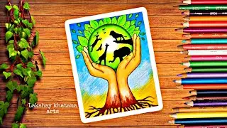 Save wildlife save animals poster || save animal drawing || save animal