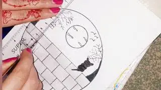 Cat on wall drawing | pencil drawing | easy :)