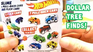 Hot Wheels Mini Pull Back and Flick Key Cars + Slime Toy Only $1 Review! Dollar Tree Store Finds! 🏎️