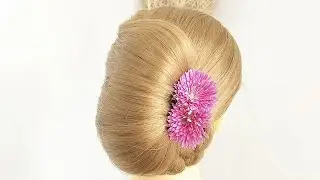Easy Bun Hairstyle with Flower 🌸 | Simple & Elegant Bun