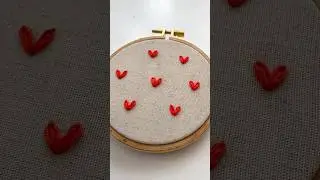 Mini hearts embroidered with lazy daisy stitch ❤️ #handbroidery #embroiderytutorial #stitch