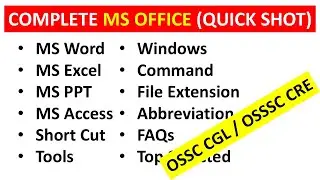 Complete MS Office | MS Word Excel PPT & ACCESS | OSSC CGL / OSSSC CRE  | Exams Odia |