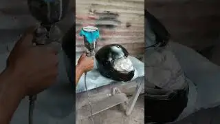 Restored helmet || helmet painting || black paint helmet #custompainted #helmet #painting #modified