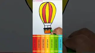 Menggambar Balon Udara dengan Crayon | Mewarnai | Drawing and Coloring Air Balloon With Crayons