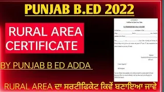 Punjab b.ed-Rural area certificate form kaise bhare/Rural area certificate for admission