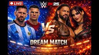 Ronaldo & Messi VS Roman & Rhea &ndash;  LIVE MATCH 12🔥 #wwe2k25 #CR7 #messi #shortslive #shorts