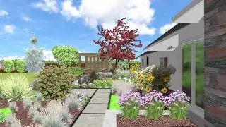 Modern Farmhouse Landscape Design Example 3d video walkthrough created by Online Landscape Designs