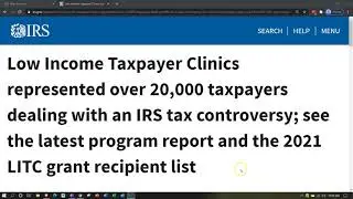 Low Income Taxpayer Clinics represented over 20,000 taxpayers dealing with an IRS tax controversy