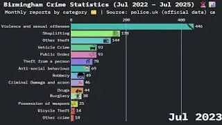Birmingham Crime Stats Visualised 2022&ndash;2025  | Bar Chart Race