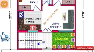 SMALL HOUSE PLAN 24' X 27&rsquo; / 648 SQ.FT / 72 SQ.YDS / 60 SQ.M / 72 GAJ / WITH INTERIOR / (4K)