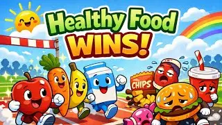&ldquo;Healthy vs Junk Food Race! 🥕🍎 Who Wins?&rdquo;