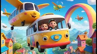 Best of 5 Little Ducks, Frogs & Monkeys &ndash; Flying School Bus Adventure | Fun Kids Song Mix | Animal