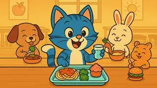 🍎 The Blue Cat &ndash; Lunchtime Tasty Treats 😋 Nursery Rhyme for Kids | Fun School Songs for Preschoolers
