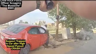 Подозреваемый выброшен из машины в результате жестокой автокатастрофы во время скоростной полицей...